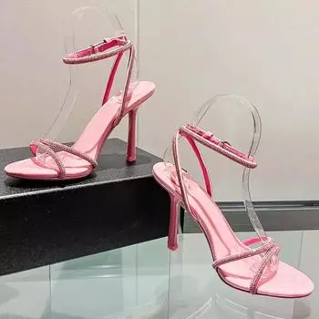 Дизайнерские босоножки женские летние 2024 года, сексуальные туфли с открытым носком на высоком каблуке, туфли-лодочки для вечеринок, роскошные босоножки для женщин 35 розовый