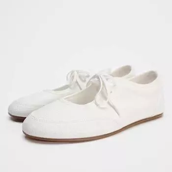 Дизайнерские брендовые женские балетки из мягкой кожи, модные, с круглым носком, осенние, повседневные женские туфли, повседневные лоферы со шнуровкой 36 белый