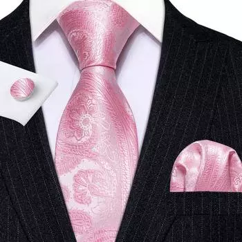 Дизайнерские галстуки для мужчин, 8 стилей, цветочные узоры, пейсли, клетчатые, полосатые галстуки, набор запонок Barry.Wang N-0281