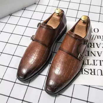 Дизайнерские итальянские туфли-монки из натуральной кожи класса люкс для мужчин, свадебные повседневные туфли-лоферы, деловые мокасины, официальная обувь для вождения 6.5