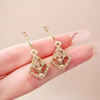 Дизайнерские коричневые двухслойные серьги с геометрией из циркония для женщин, модные персонализированные повседневные аксессуары, украшения для вечеринок, подарки на день рождения