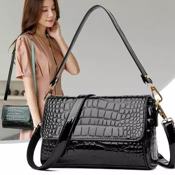 Дизайнерские кожаные женские сумки с крокодиловым узором, роскошные брендовые женские сумки через плечо, кожаная большая сумка высокого качества 23cm x 7cm x 15cm