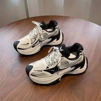 Дизайнерские кроссовки для женщин, модные и универсальные, на толстой подошве, легкие, удобные, женские, повседневные, на платформе, туфли-лодочки 35 чёрный