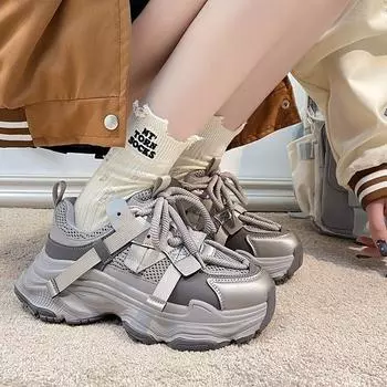 Дизайнерские кроссовки на среднем каблуке для женщин, новая горячая распродажа, весенне-осенняя однотонная женская обувь на шнуровке, вулканизированная из искусственной кожи 35