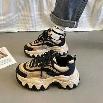 Дизайнерские кроссовки Sense Dad Shoes женские 2024 новые осенние универсальные спортивные повседневные кроссовки на толстой подошве с приподнятым верхом Zapatillas De Deporte 35 чёрный