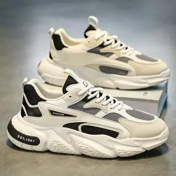 Дизайнерские летние трендовые мужские кроссовки из высококачественной сетки с дышащей платформой для бега, теннисные туфли, модная универсальная повседневная обувь 39 чёрный