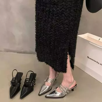 Дизайнерские летние женские босоножки на высоком каблуке, модные туфли с острым носком, уличные туфли-гладиаторы для женщин 35 серебряный