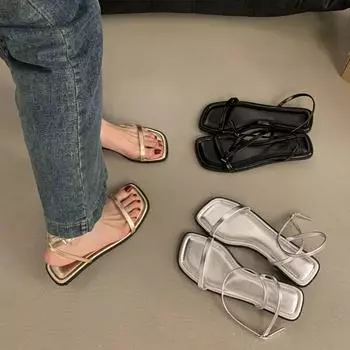 Дизайнерские летние женские сандалии, модные женские сандалии для отдыха на пляже, женские удобные туфли на плоской подошве с открытым носком 35 серебряный