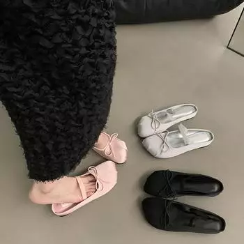 Дизайнерские летние женские шлепанцы с закрытым носком, модные неглубокие женские шлепанцы на плоской подошве с узлом-бабочкой в уличном стиле 36