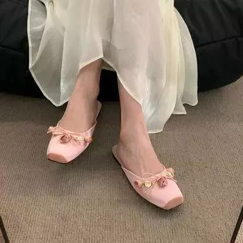 Дизайнерские летние женские туфли с квадратным носком, модные шлепанцы без застежек, элегантные женские туфли на плоской подошве для отдыха на открытом воздухе, сандалии 35