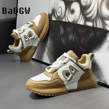 Дизайнерские массивные кроссовки для мужчин, модные кожаные дышащие кроссовки с увеличенной внутренней платформой, повседневные кроссовки для бега 38