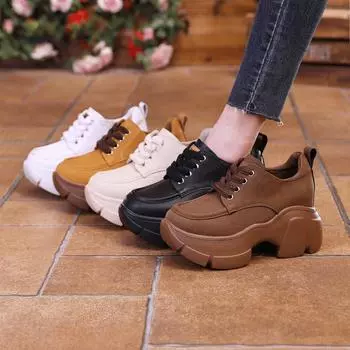 Дизайнерские массивные кроссовки женские весна-осень повседневная обувь на толстой подошве женские модные кроссовки на платформе из замши и кожи 2024 года 34 чёрный