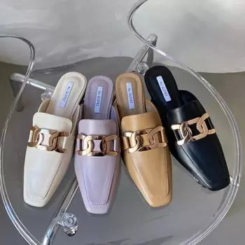 дизайнерские металлические цепи тапочки женские фиолетовые кожаные гладиаторские сандалии цепи пряжка летние слайды обувь женские мюли 5 бежевый