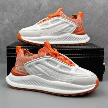 Дизайнерские модные массивные кроссовки для мужчин, модные повседневные туфли из микрофибры и кожи с дышащей подошвой и увеличенным внутренним слоем 38