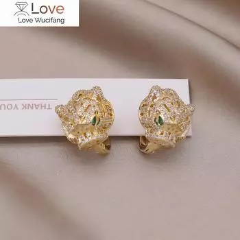 Дизайнерские модные ювелирные изделия 14-каратного золота, изысканные роскошные серьги с леопардовым принтом из циркония, элегантные женские блестящие аксессуары для вечеринок золотой