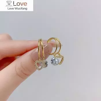 Дизайнерские модные ювелирные изделия Изысканные серьги-подвески в форме сердца из циркония Элегантные женские свадебные аксессуары белый