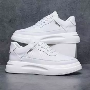 Дизайнерские мокасины мужские новые маленькие белые туфли спортивная и повседневная обувь толстая подошва модные цветные туфли для мальчиков 38 белый