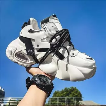 Дизайнерские мужские белые кроссовки на платформе, модные кроссовки, увеличивающие рост, мужская обувь в стиле хип-хоп, повседневная обувь на толстой подошве для мужчин 41