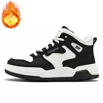 Дизайнерские мужские кроссовки с высоким верхом на платформе, повседневные теннисные туфли для активного отдыха, легкие мужские туфли для скейтбординга 39 чёрный