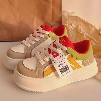 Дизайнерские новые цветные модные туфли на плоской подошве, женские удобные дышащие туфли на толстой подошве, симпатичные повседневные женские кроссовки 35