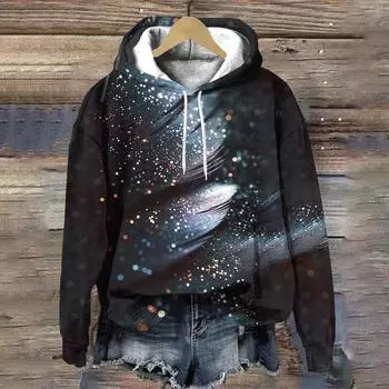 Дизайнерские пуловеры с рисунком перьев, толстовки с капюшоном, осенняя модная тенденция, женская одежда, топы, повседневные свободные женские свитшоты, новинка 2024 года S