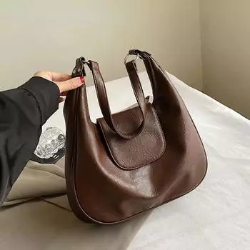 Дизайнерские ретро сумки на ремне из искусственной кожи для женщин 2024, зимняя модельерская женская сумка-хобо, сумки и кошельки коричневый