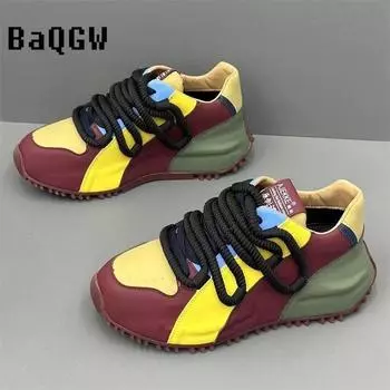 Дизайнерские роскошные массивные кроссовки для мужчин, туфли с закрытым дном, модные повседневные туфли из натуральной кожи с увеличенной внутренней платформой 38