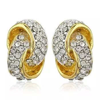 Дизайнерские серьги-гвоздики Estele с австрийскими кристаллами и золотом и родиевым покрытием для женщин