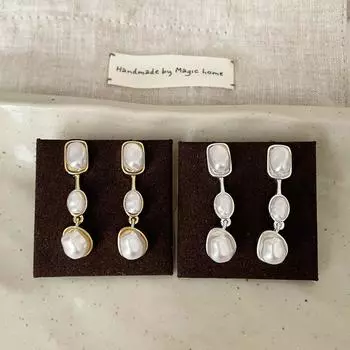 Дизайнерские серьги-гвоздики с бахромой из нерегулярного жемчуга Женская элегантность Темперамент Личность Мода Легкие Роскошные Универсальные серьги