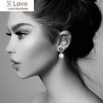 Дизайнерские серьги-подвески с имитацией жемчуга «Камелия» для женщин