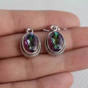 Дизайнерские серьги ручной работы с мистическим топазом, для женщин, ювелирные изделия из стерлингового серебра 925 пробы, серьги в виде свадебного подарка, серьги-подвески
