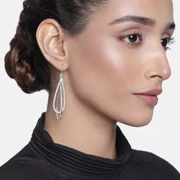 Дизайнерские серьги в форме капли воды Estele с родиевым покрытием и австрийскими кристаллами