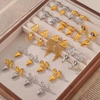 Дизайнерские серьги в стиле хип-хоп с геометрическим узором в виде глаза дьявола, бахромой, из титановой стали и 18-каратного золота, трендовые