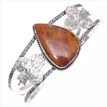 Дизайнерские серебряные ювелирные изделия ручной работы из яшмы с драгоценными камнями, браслеты-манжеты 7 дюймов, регулируемые