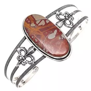 Дизайнерские серебряные ювелирные изделия ручной работы из яшмы с драгоценными камнями, браслеты-манжеты 7 дюймов, регулируемые