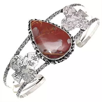 Дизайнерские серебряные ювелирные изделия ручной работы из яшмы с драгоценными камнями, браслеты-манжеты 7 дюймов, регулируемые