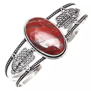 Дизайнерские серебряные ювелирные изделия ручной работы из яшмы с драгоценными камнями, браслеты-манжеты 7 дюймов, регулируемые