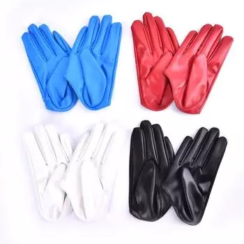 Дизайнерские сексуальные кожаные перчатки для женщин, полупальмовые кожаные перчатки из искусственной кожи, вечерние шоу чёрный