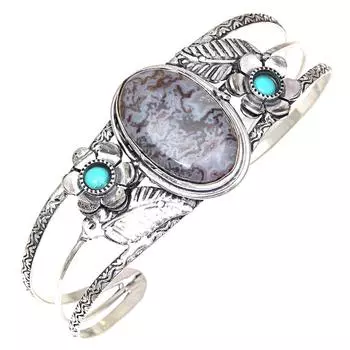 Дизайнерские старинные ювелирные изделия из драгоценных камней Jasper Cuff Браслеты 7 Регулируемые