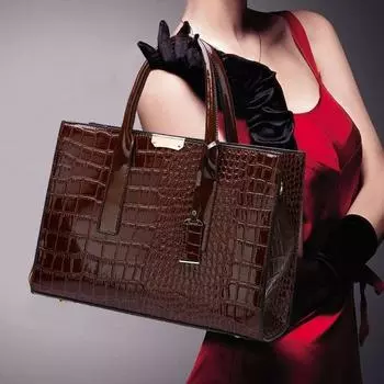 Дизайнерские сумки для женщин Сумки через плечо Сумка-тоут с крокодиловым принтом из кожи Дизайнерская женская сумка красный