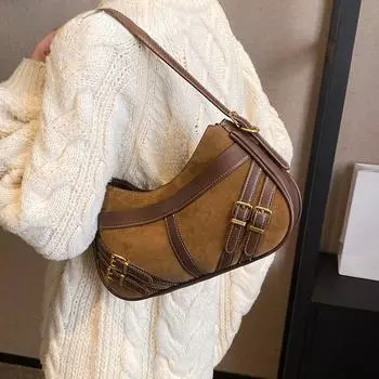 Дизайнерские сумки на ремне для женщин, кожаные женские трендовые зимние модные сумки 2024, седло, сумка через плечо, сумки для подмышек жёлтый/коричневый