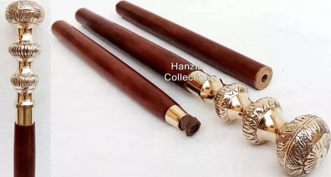 Дизайнерские трости с латунной ручкой~Старинные деревянные трости Трость~Винтаж Морской M аэро