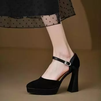 Дизайнерские туфли-лодочки с острым носком и блочным каблуком для офиса, туфли на высоком каблуке для женщин, обувь на платформе и толстом каблуке для женщин, модная обувь E 35