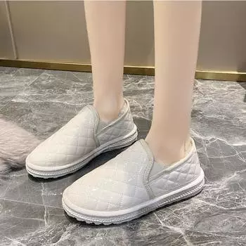 Дизайнерские туфли Sensation Shallow Snowy Cotton Shoes для женщин 2024 года, новые зимние теплые туфли из хлопка с плоской подошвой Zapatos De Mujer 36