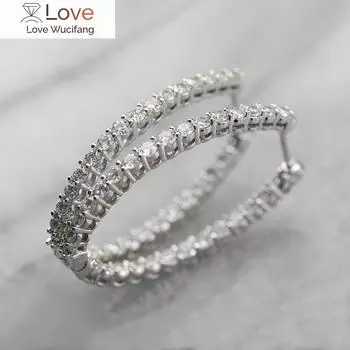 Дизайнерские уникальные серьги-кольца для женщин, серебристые серьги с блестящими кристаллами, свадебные аксессуары для помолвки, ювелирные изделия