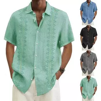 Дизайнерские весенне-летние мужские повседневные хлопковые льняные рубашки с коротким рукавом, свободные рубашки XXXXL