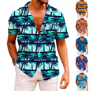 Дизайнерские весенне-летние мужские повседневные хлопковые льняные рубашки с коротким рукавом, свободные рубашки XXXXL фиолетовый