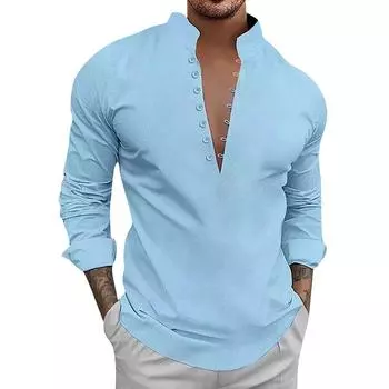 Дизайнерские весенне-летние мужские повседневные хлопковые льняные рубашки с длинным рукавом, свободные рубашки XXXL белый