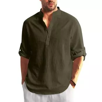 Дизайнерские весенне-летние мужские повседневные хлопковые льняные рубашки с длинным рукавом, свободные рубашки S
