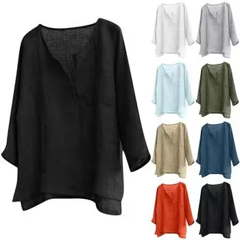 Дизайнерские весенне-летние мужские повседневные рубашки из хлопка и льна, однотонные рубашки с длинными рукавами, свободные рубашки с воротником-стойкой M чёрный